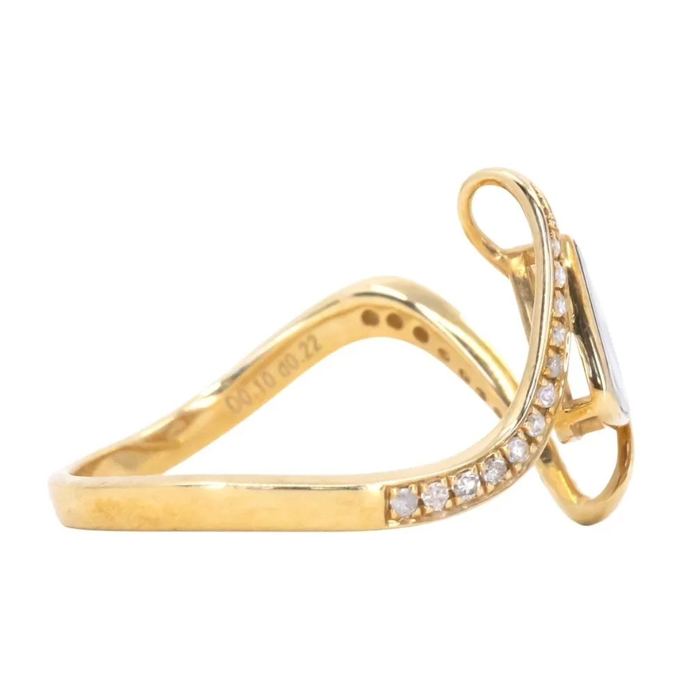 Rustic Diamond Slice Ring in 18k Yellow Gold