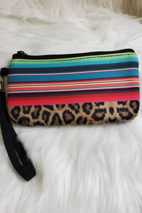 Serape Leopard Pouch Wristlet