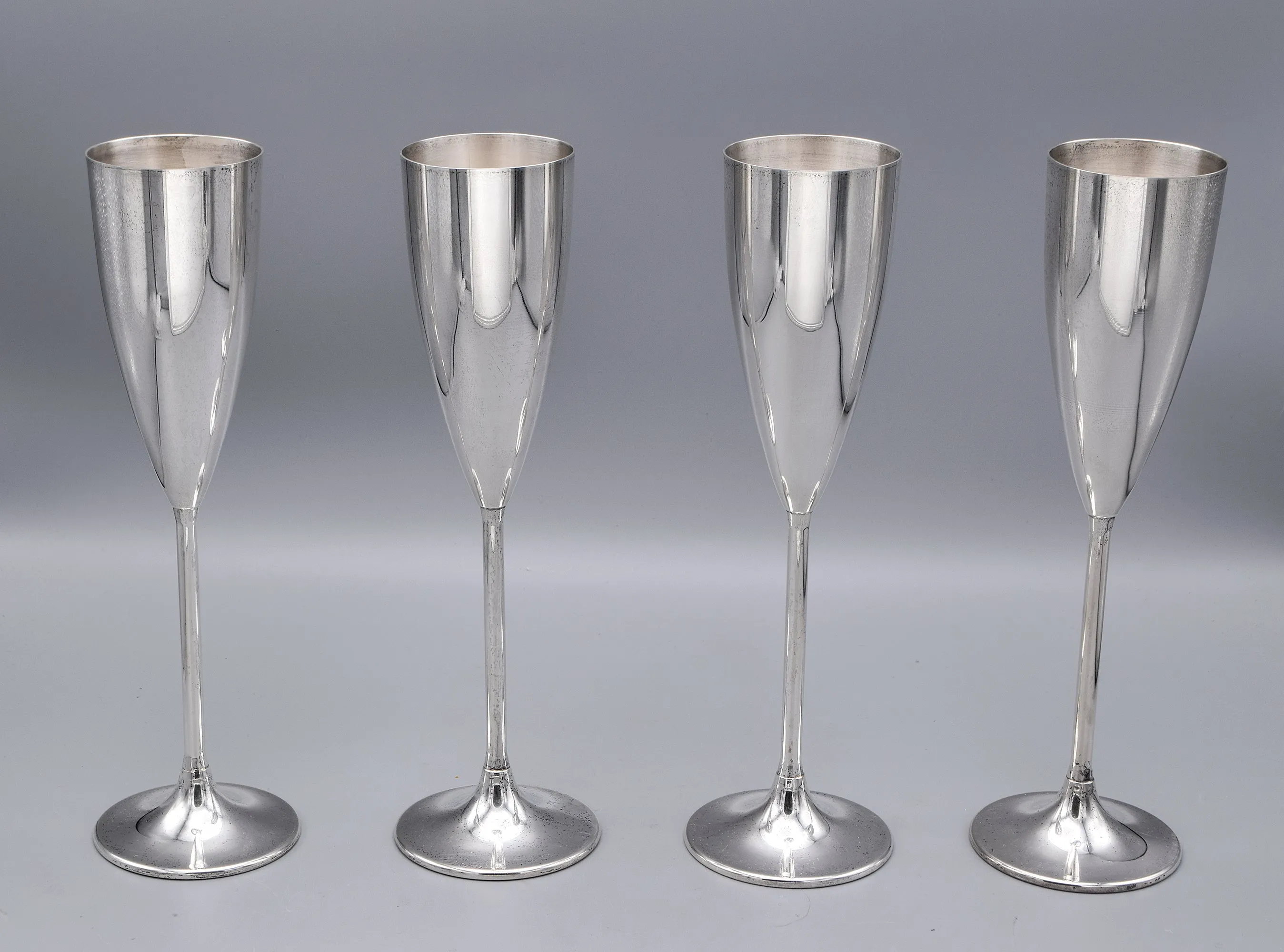 Set of 4 Vintage Neiman Marcus Sterling Silver Champagne Flutes