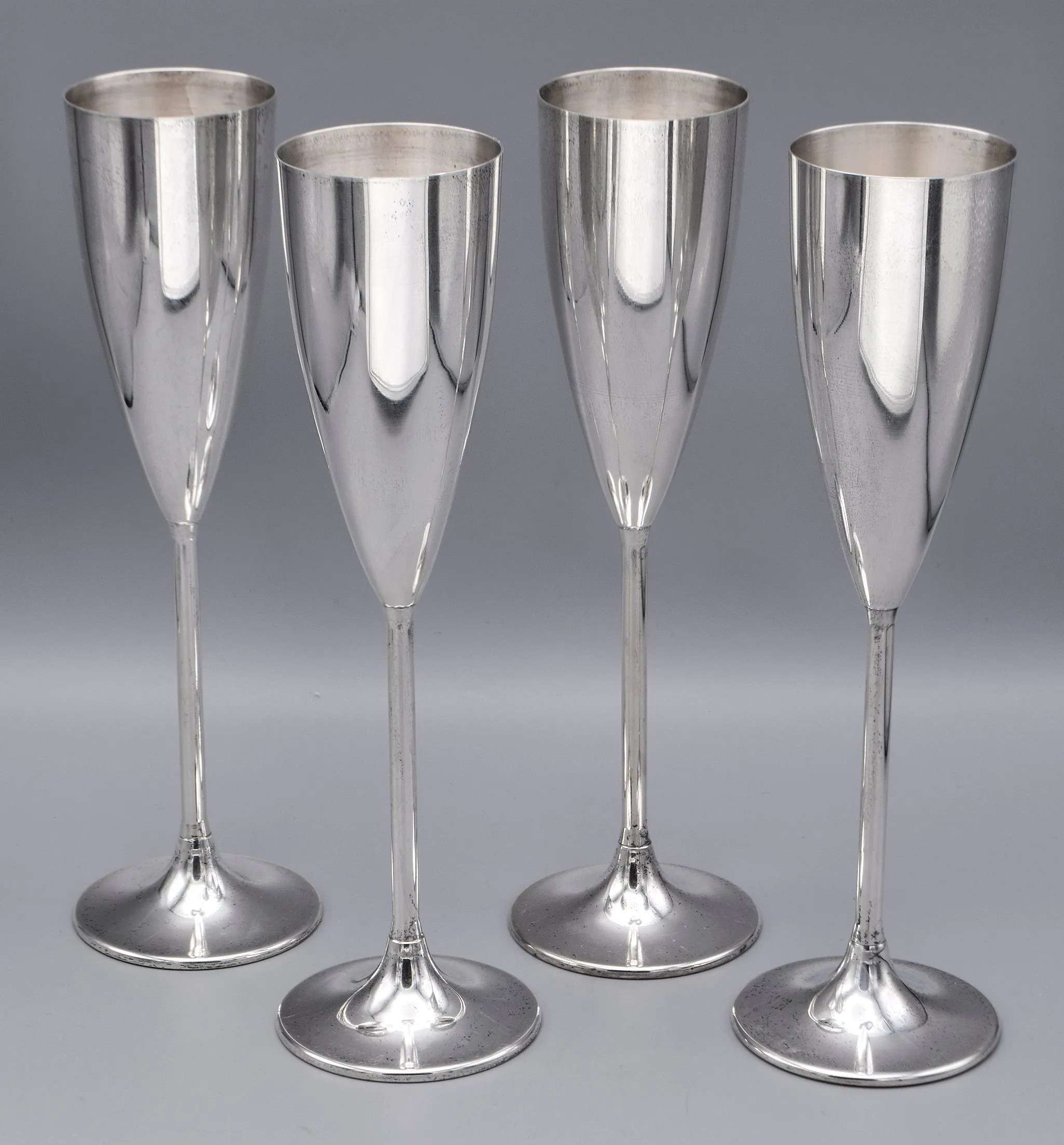 Set of 4 Vintage Neiman Marcus Sterling Silver Champagne Flutes