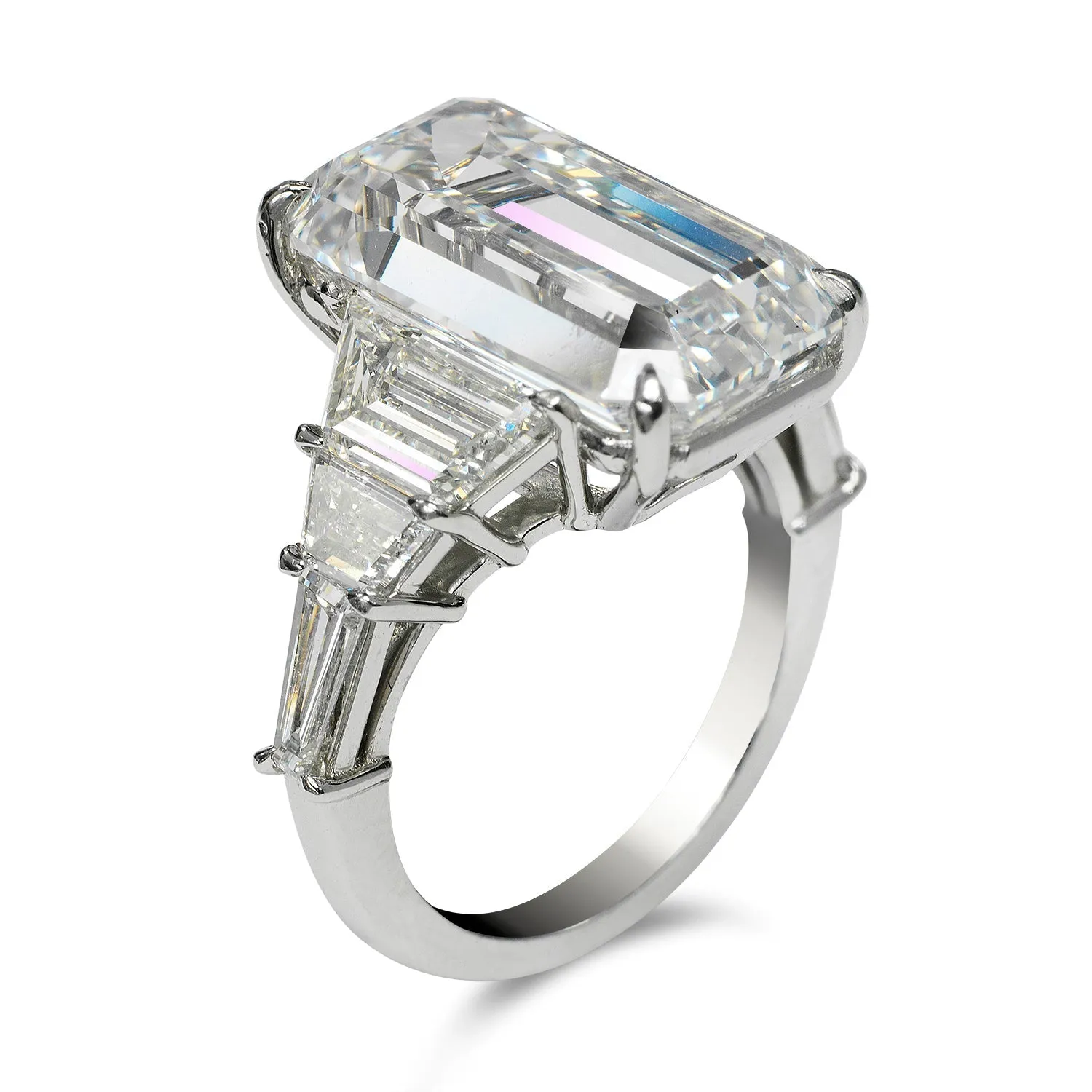 SHAKTI 14 CARAT EMERALD CUT E COLOR VVS2 CLARITY DIAMOND ENGAGEMENT RING PLATINUM GIA CERTIFIED 11 CT E VVS2 BY MIKE NEKTA