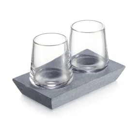 Simon Pearce Alpine Whiskey Set of 2 With Soapstone Base