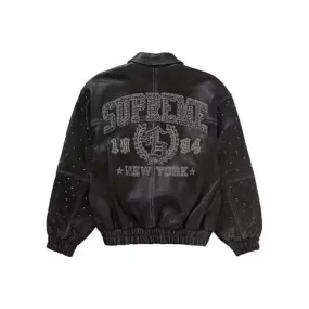 Supreme Gem Studded Leather Jacket Black