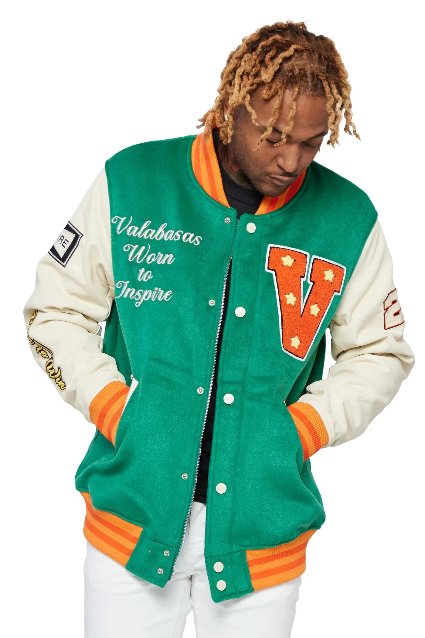 Valabasas “Track Team” Green Varsity Jacket